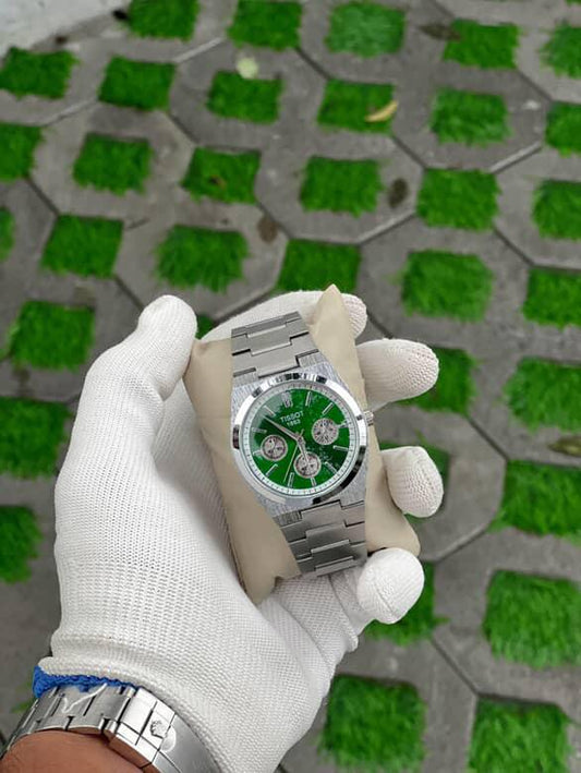 Tissot PRX Chronograph Stainless Steel Watch - Multiple Colors (Black/Green Dial)